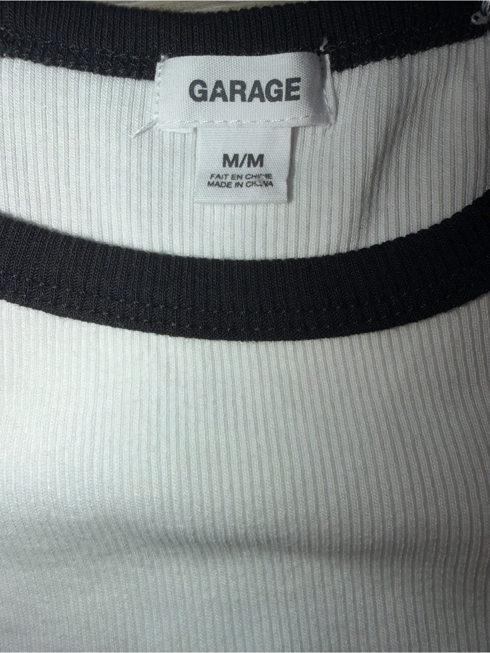 Garage White Ribbed Tee with Black Trim - Picture 2 of 3